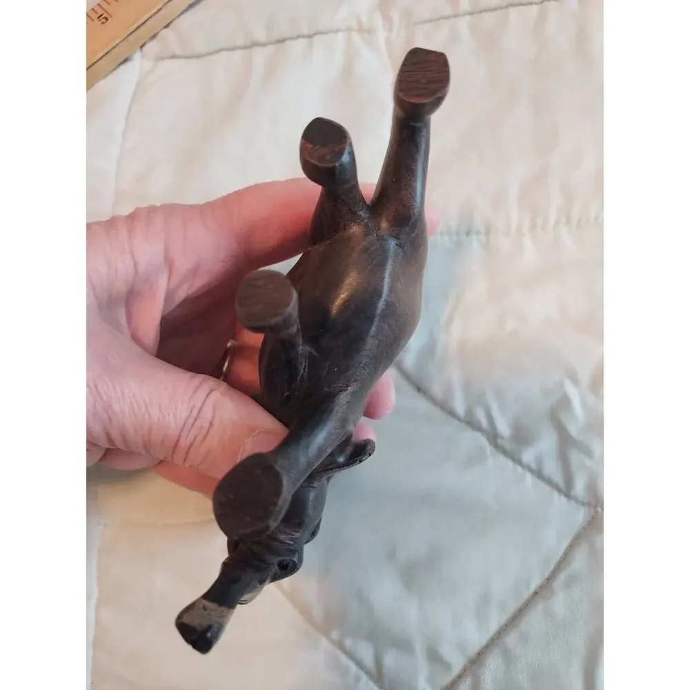 Ironwood Elephant Figurine Carved 5 inches long heavy well made EUC